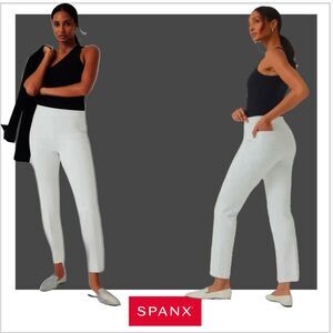 Women's SPANX On-the-Go Ankle Slim Straight Pant | Color: White | Sz: S